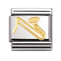 nomination stainless steel with 18ct gold sax charm 03011707