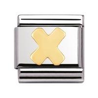 nomination 18ct gold initial x charm 03010124