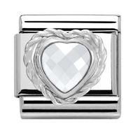 Nomination - Heart Faceted Cz & Sterling Silver Twisted Setting \'White\' Charm 330603/010