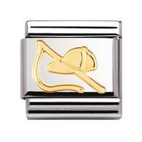 Nomination - Stainless Steel With 18ct Gold \'Riding Hat & Crop\' Charm 030106/18