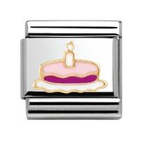 nomination 18ct gold cake with candle charm 03028505