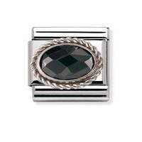 Nomination - Black Cubic Zirconia Stone With Sterling Silver Detail 030606/011
