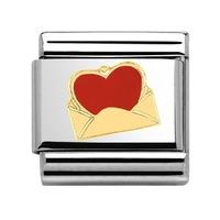 nomination enamel and gold 18ct envelope with heart charm 03025324