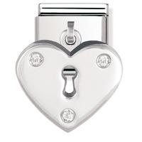 Nomination - Sterling Silver With Cubic Zirconia \'Heart With Lock\' Charm 031710/07