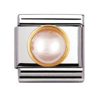 nomination round stones with 18ct gold pink pearl charm 03050315