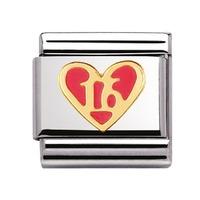 Nomination - Stainless Steel With Pink Heart \'Sweet 16\' Charm 030207/44