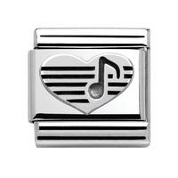 Nomination - Sterling Silver \'Heart With Musical Note\' Charm 330101/06