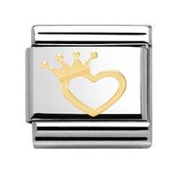 nomination stainless steel with 18ct gold heart with crown charm 03011 ...