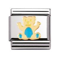 Nomination - Stainless Steel With Enamel And 18ct Gold \'Light Blue Bear\' Charm 030212/33