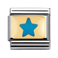 nomination stainless steel with enamel and 18ct gold light blue star c ...