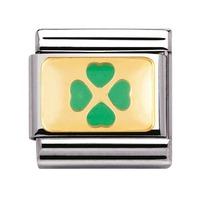 Nomination - Enamel And 18ct Gold \'Light Green Four-Leaf-Clover\' Charm 030205/05