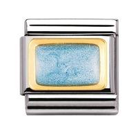 Nomination - 18ct Gold \'Blue Glitter Rectangle\' Charm 030206/26