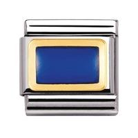 nomination 18ct gold blue rectangle charm 03020617