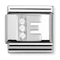 nomination cz and sterling silver initial e charm 33030105