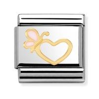 Nomination - Enamel And Gold 18ct \'Heart With Butterfly\' Charm 030253/41