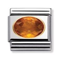 Nomination - Faceted Cubic Zirconiaonia Stainless Steel And 18Ct Gold \'Orange\' Charm 030601/026