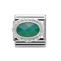 nomination green agate stone with sterling silver charm 03050927