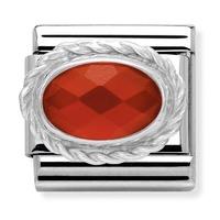 nomination red agate stone with sterling silver charm 03050928