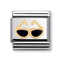 Nomination - Stainless Steel With Enamel And 18Ct Gold \'Sunglasses\' Charm 030208/18