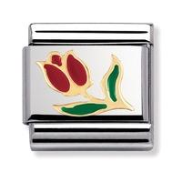 nomination stainless steel with enamel and 18ct gold tulip charm 03021 ...