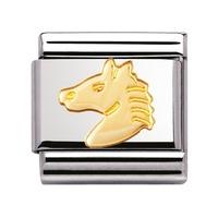 nomination stainless steel with 18ct gold horses head charm 03011210