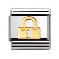 Nomination - Stainless Steel With 18ct Gold \'Lock\' Charm 030109-01