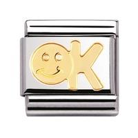 Nomination - 18ct Gold \'Ok\' Charm 030107/04