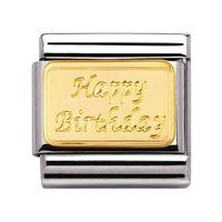 Nomination - Engraved Signs With 18ct Gold \'Happy Birthday \'Engraved\'\' Charm 030121/09