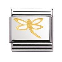 Nomination - Stainless Steel With Enamel And 18ct Gold \'Dragonfly\' Charm 030278/07