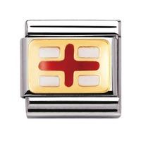 nomination stainless steel with enamel and 18ct gold england flag char ...