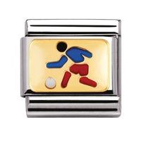 Nomination - Stainless Steel With Enamel And 18ct Gold \'Football Player\' Charm 030203/02