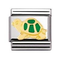 nomination stainless steel with enamel and 18ct gold green tortoise ch ...