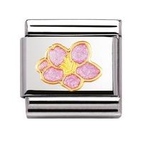 nomination enamel and 18ct gold hibiscus flower charm 03021447