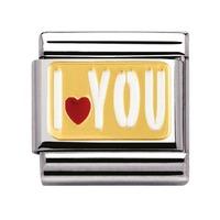 Nomination - Stainless Steel With Enamel And 18ct Gold \'I Love You\' Charm 030261/27