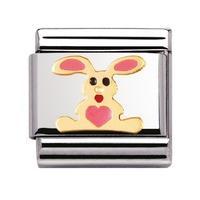 Nomination - Stainless Steel With Enamel And 18ct Gold \'Pink Rabbit\' Charm 030212/01