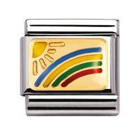 nomination stainless steel with enamel and 18ct gold rainbow charm 030 ...