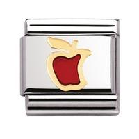 nomination enamel and 18ct gold red apple charm 03021502