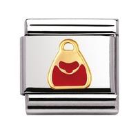 nomination stainless steel with enamel and 18ct gold red bag charm 030 ...