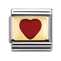 Nomination - Stainless Steel With Enamel And 18ct Gold \'Red Heart\' Charm 030207/21