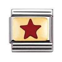 Nomination - Stainless Steel With Enamel And 18ct Gold \'Red Star\' Charm 030209/06