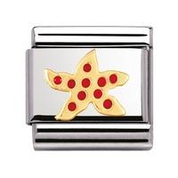 Nomination - Stainless Steel With Enamel And 18ct Gold \'Red Starfish\' Charm 030213-05