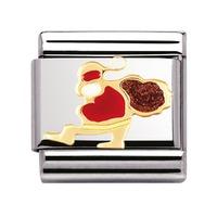 Nomination - Stainless Steel With Enamel And 18ct Gold \'Santa On Sledge\' Charm 030225/10