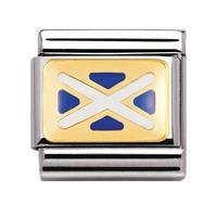 nomination stainless steel with enamel and 18ct gold scotland flag cha ...