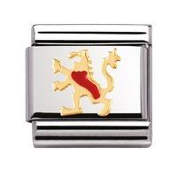 nomination stainless steel with enamel and 18ct gold scottish lion cha ...