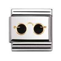 nomination stainless steel with enamel and 18ct gold sunglasses charm  ...