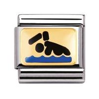 Nomination - Stainless Steel With Enamel And 18ct Gold \'Swimmer\' Charm 030203/01