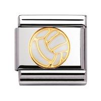 Nomination - Stainless Steel With Enamel And 18ct Gold \'Volley Ball\' Charm 030106/11