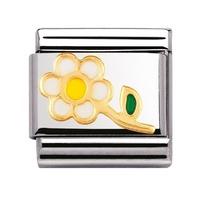 Nomination - Enamel And 18ct Gold \'White Flower With Stem\' Charm 030214/05