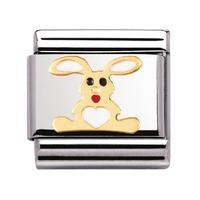 Nomination - Stainless Steel With Enamel And 18ct Gold \'White Rabbit\' Charm 030212/02