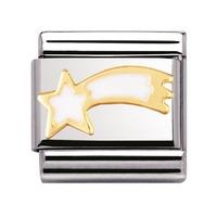 nomination stainless steel with enamel and 18ct gold white shooting st ...